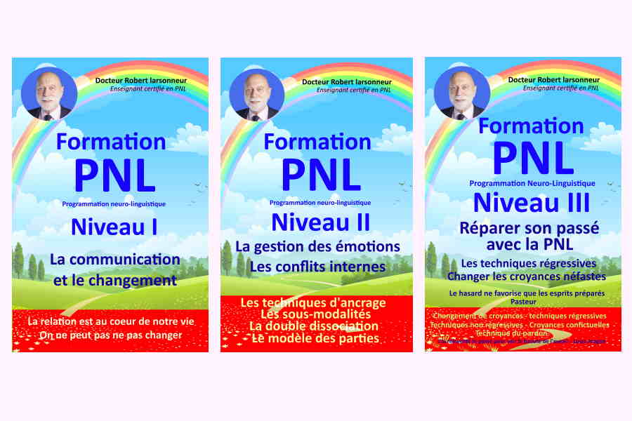 Les livres des différents niveaux de la formation PNL (Programmation Neuro-Linguistique)